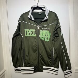 Retro Irish Men's 2XL Full Zip Jacket Ireland Embroidered Green Y2K Streetwear